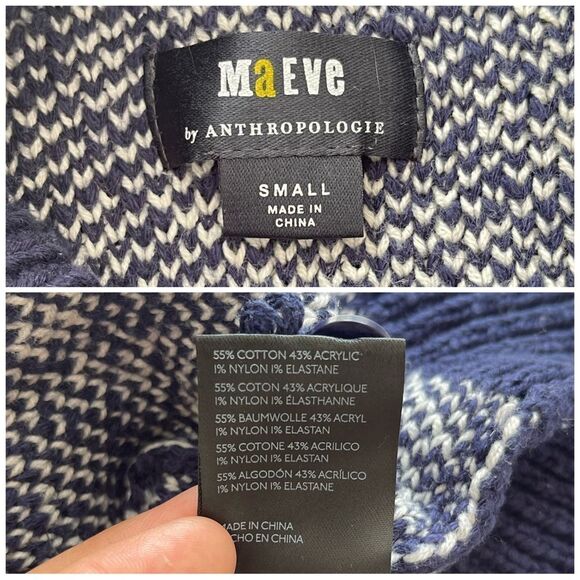 Anthropologie Maeve Dilvendra Navy Blue mock neck sweater Small NWOT - Picture 6 of 7